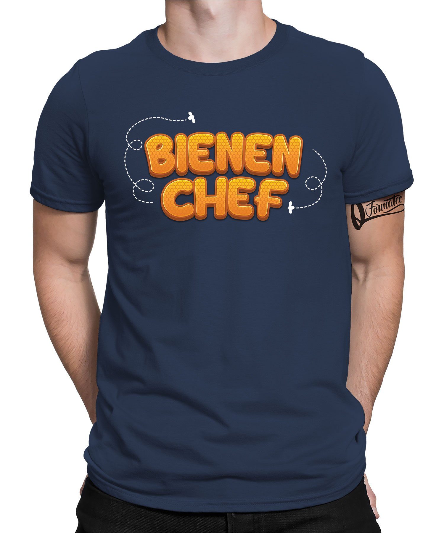 Biene Imker - Quattro Herren Formatee Bienen Blau Chef Navy Honig (1-tlg) T-Shirt Kurzarmshirt