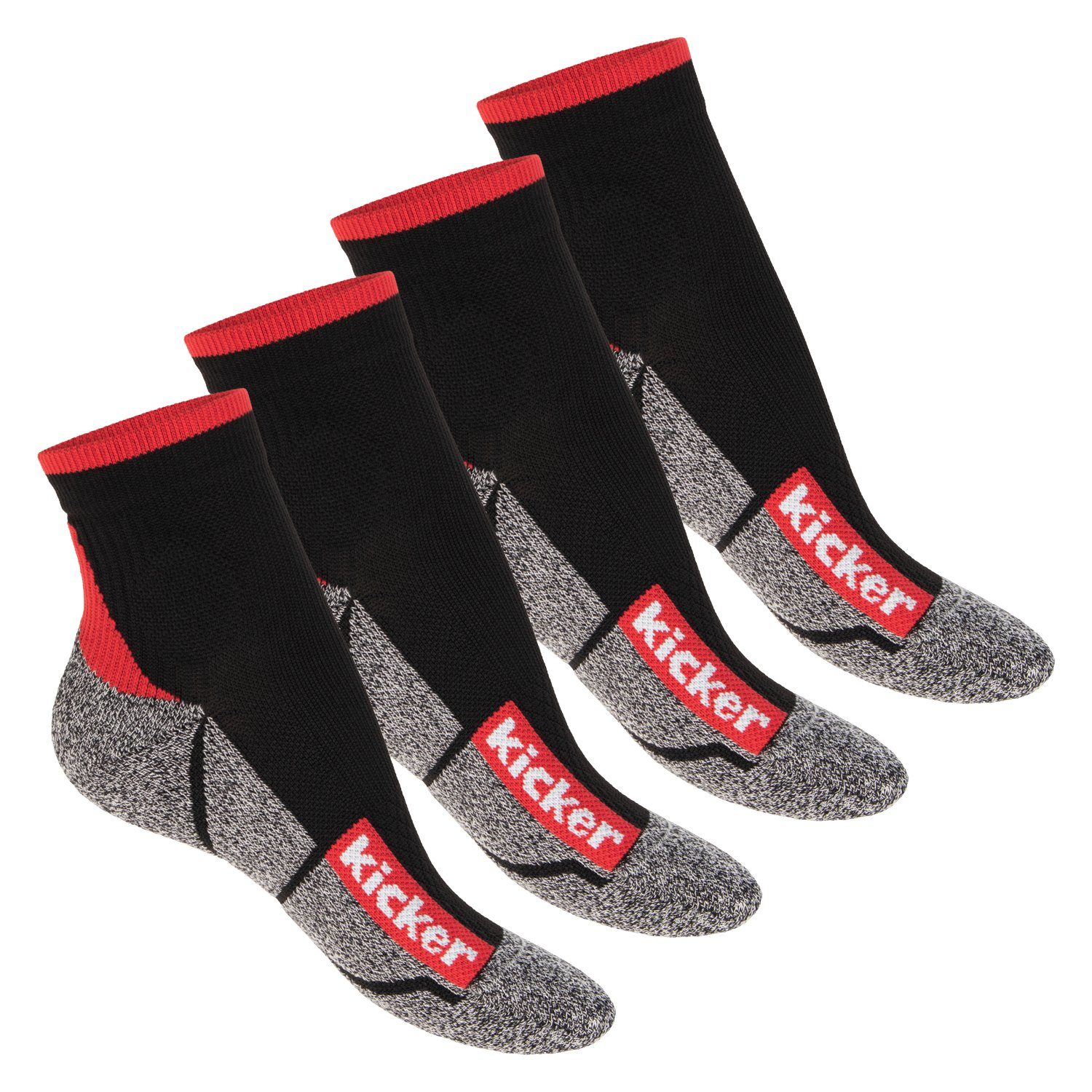 und kicker Paar) Damen Sportsocken (4 für Herren Schwarz Sport Funktionssocken