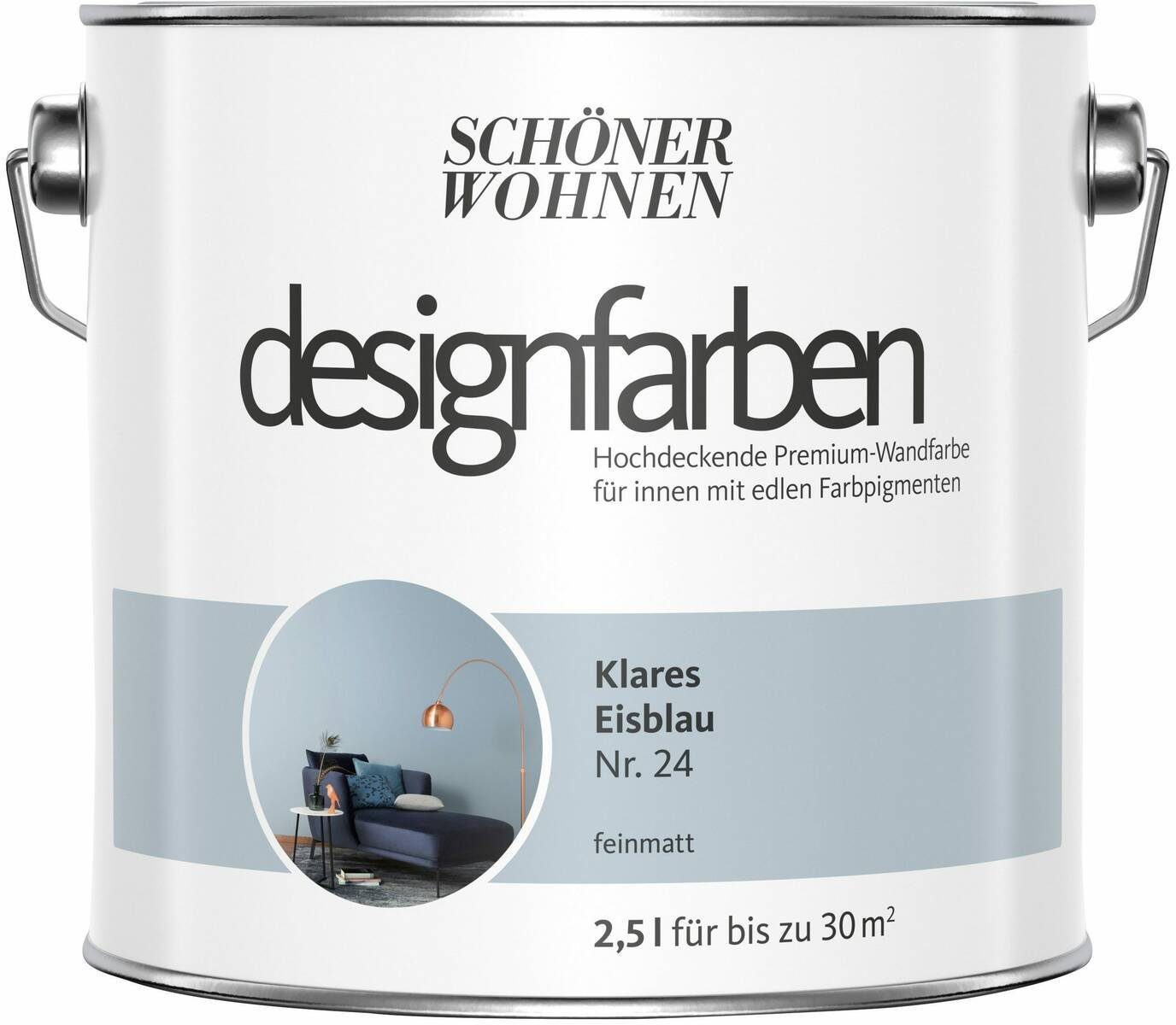 SCHÖNER WOHNEN FARBE Wand- und Deckenfarbe Klares Eisblau Nr. 24, Tropf- und spritzgehemmt, Konservierungsmittelfrei