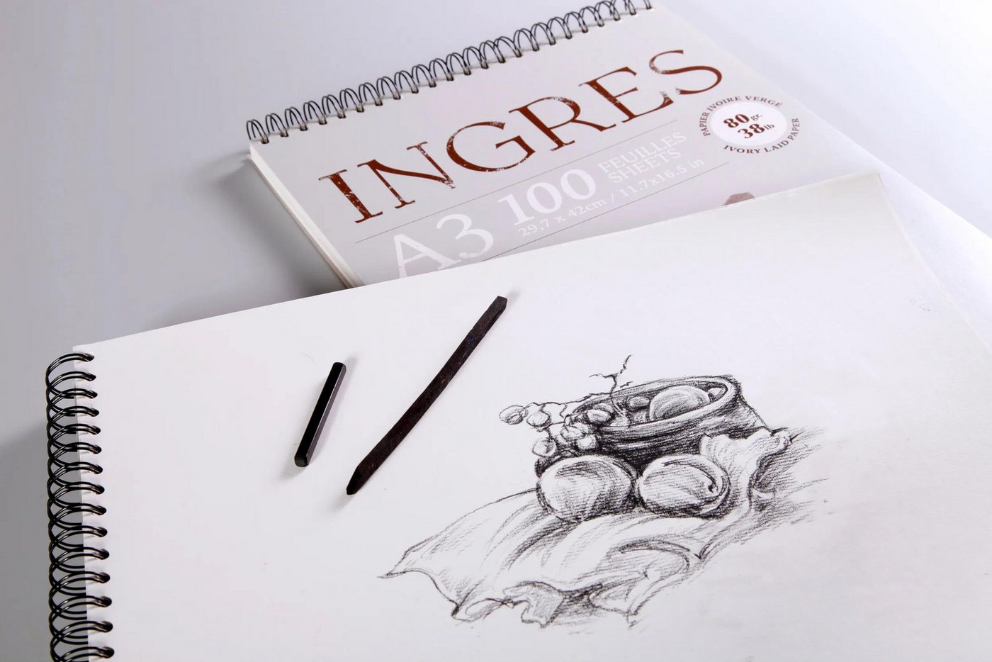Thumbnail - CLAIREFONTAINE Zeichenpapier 5x Ingres Studien, Spiralblock A4, 100 Blatt 80g 96477C, Kunst Clairefontaine
