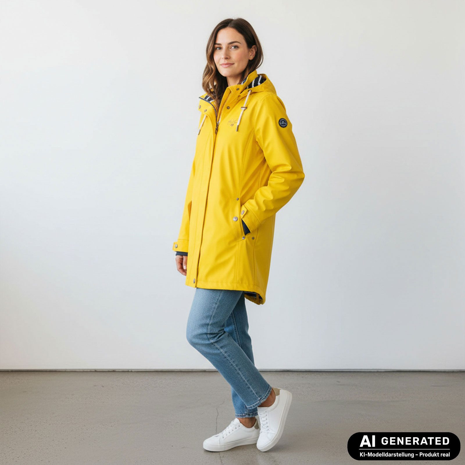 Dry Fashion Regenjacke Kiel Damen Regenmantel - Outdoor-Jacke Parka Wasserdicht & Winddicht Verschweißte Nähte, Kapuze verstellbar, abgedeckter Reißverschluss