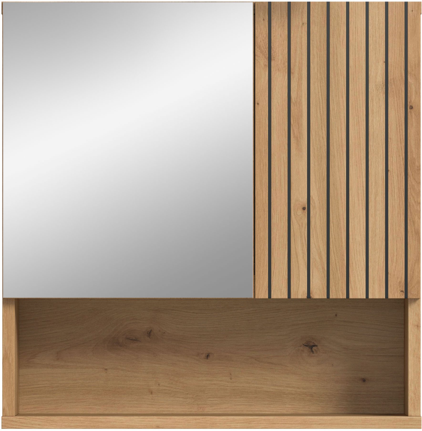welltime Spiegelschrank MANI, Spiegeltür, 1 offenes Fach, 2 Türen Spiegelschrank, Bad-Spiegel, Badezimmerspiegel, Spiegel, Bad