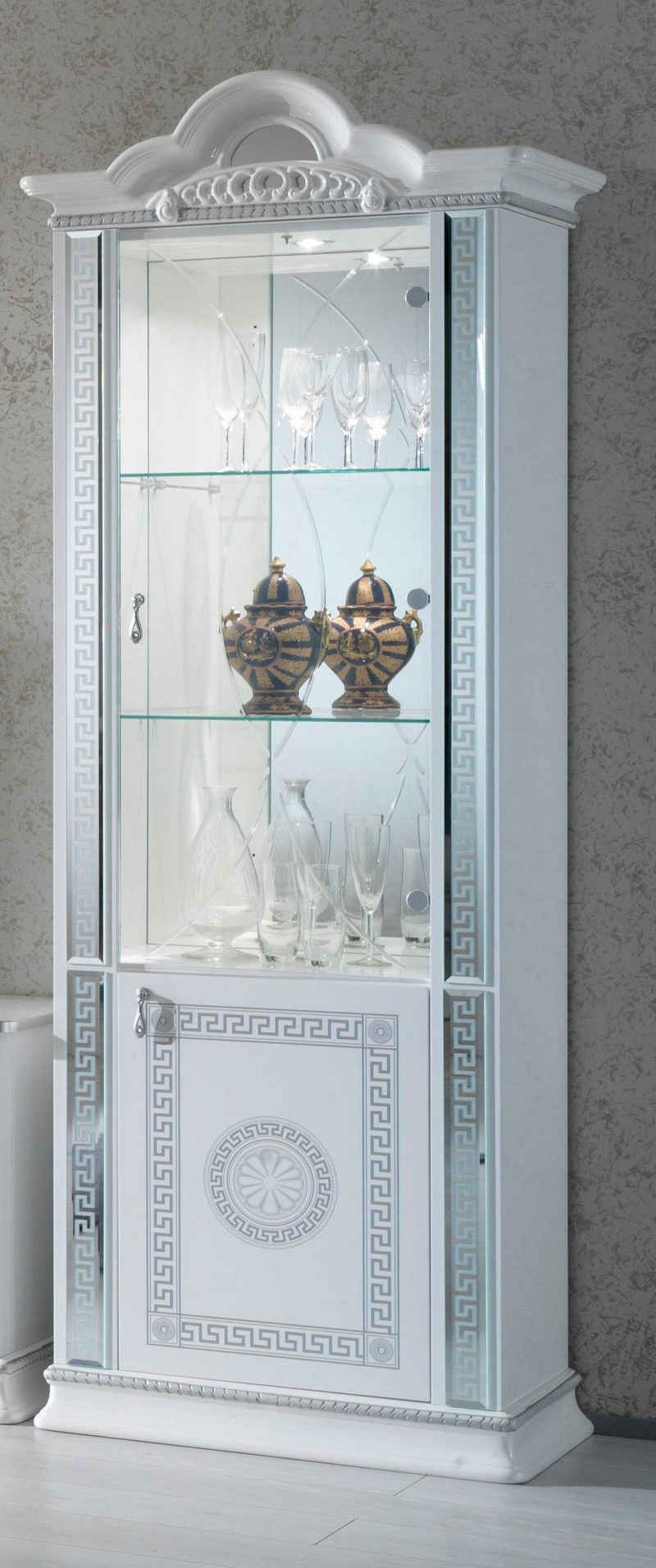 JVmoebel Vitrine Hochwertige Vitrine Vitrinen Luxus Schrank Holz Italienische Stil Möbel Glas Neu