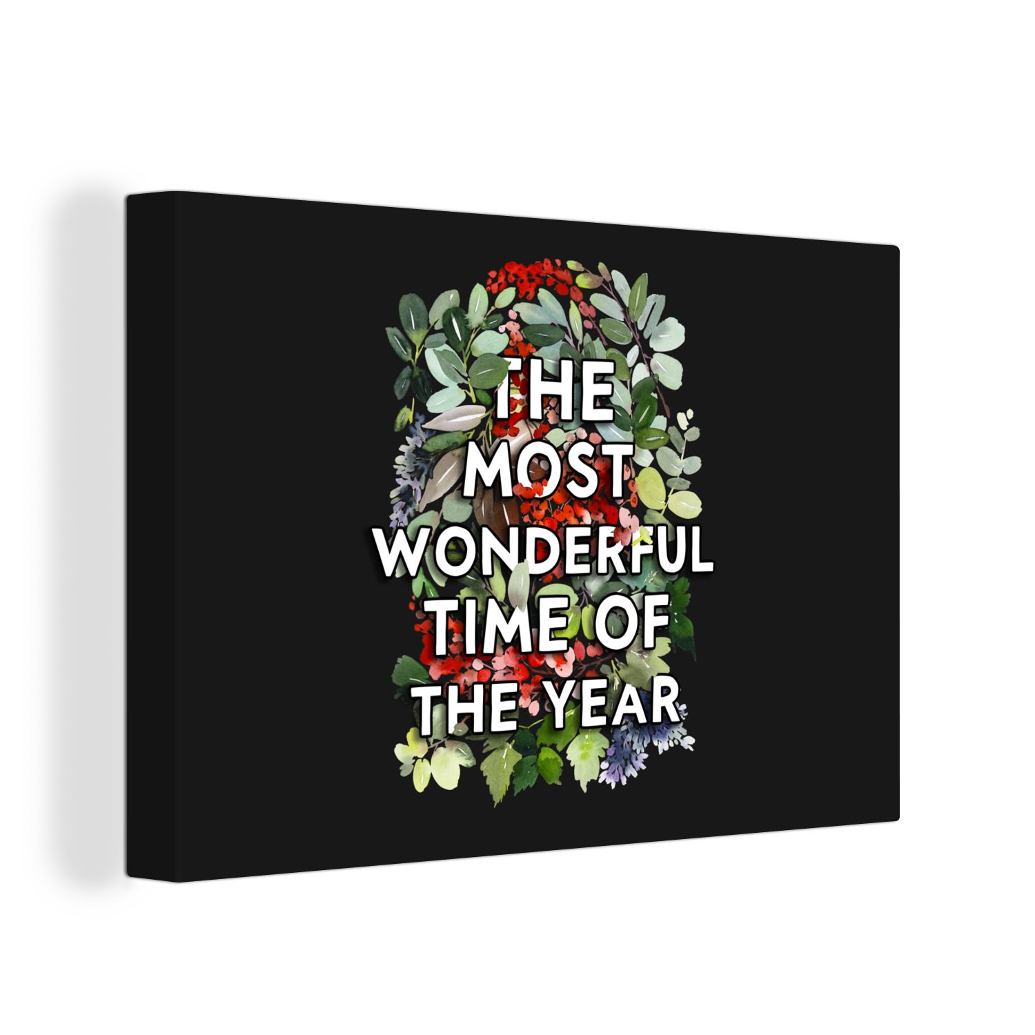 Pflanzen - - Blumen Wanddeko, (1 Leinwandbilder, Wandbild - Zitate OneMillionCanvasses® Weihnachten, St), Leinwandbild Aufhängefertig, cm 30x20