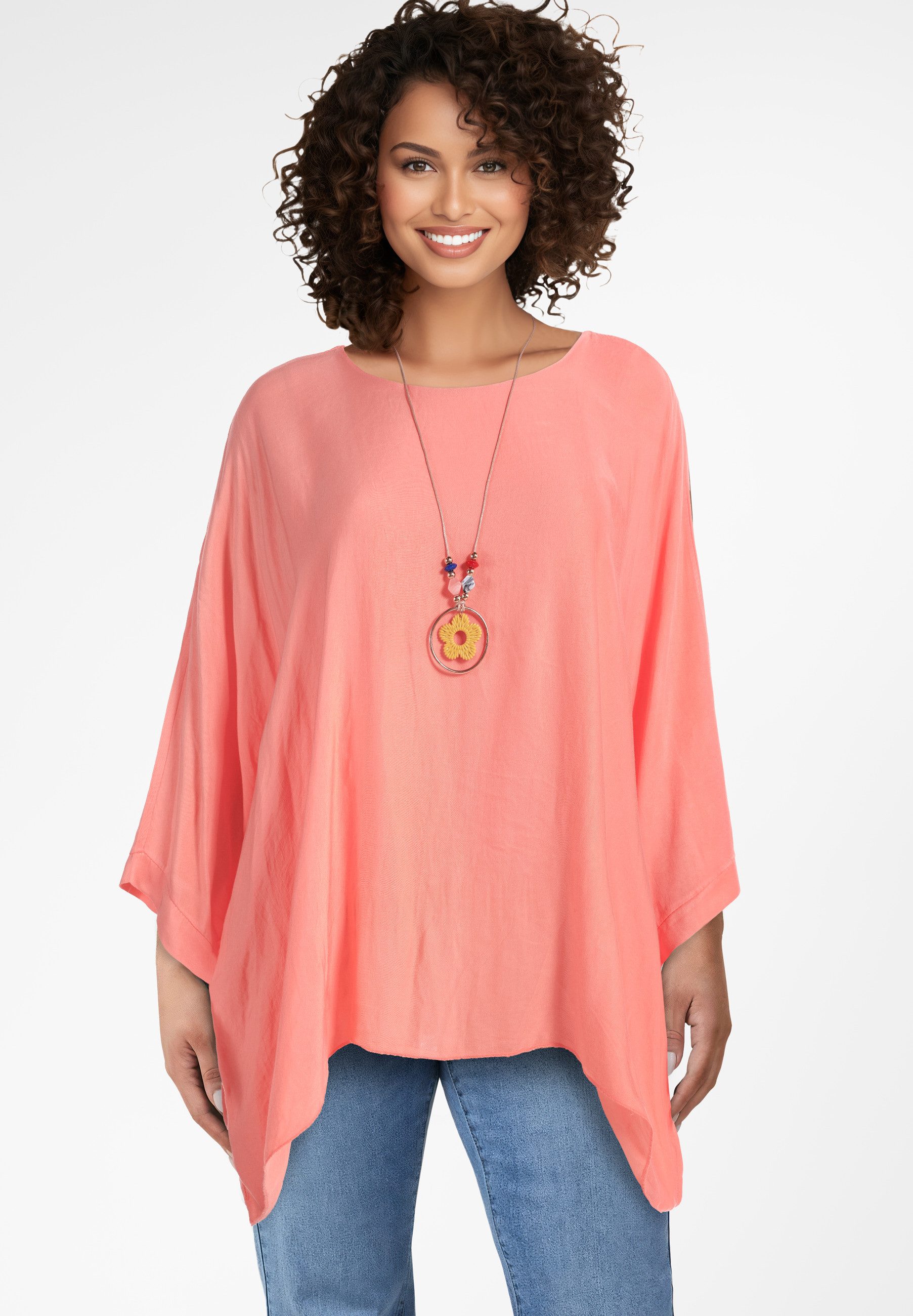 PEKIVESSA Tunika Blusentunika oversized mit Fledermausärmel günstig online kaufen