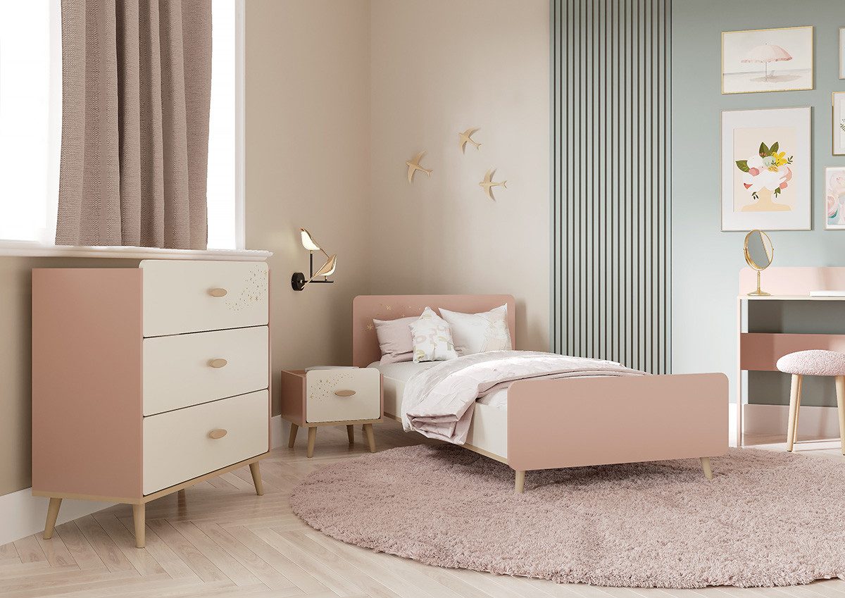 habeig Kommode Kinder Kommode Anrichte Kinderzimmer Prinzessin 89x87x40cm, abgerundete Kanten