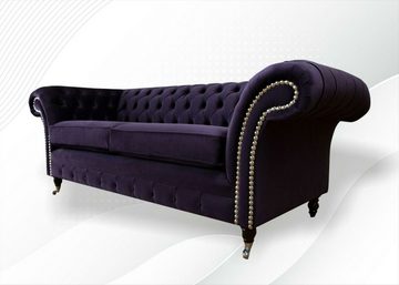 JVmoebel Chesterfield-Sofa Luxus Chesterfield Dreisitzer Lila Modernes Design Neu, Made in Europe