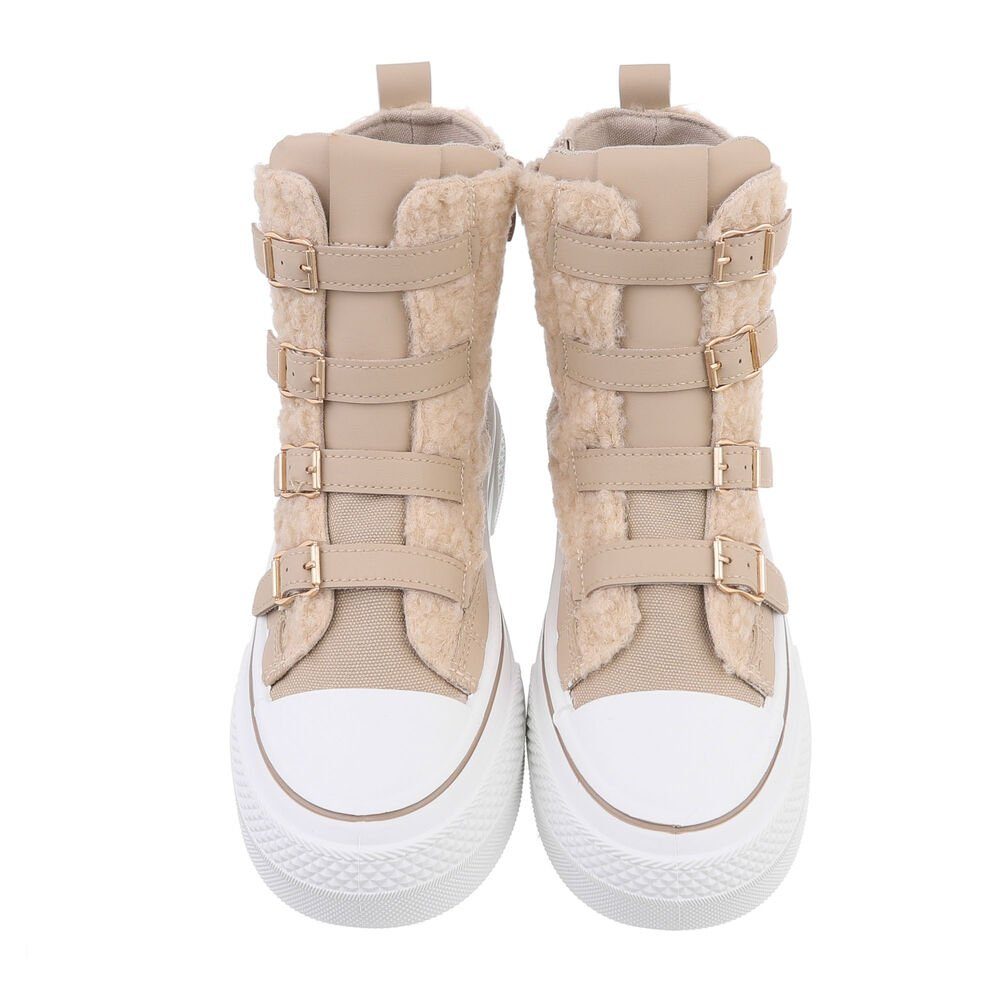 Ital-Design Damen High-Top Freizeit Sneakerboots (85255521) Flach Sneakers High in Hellbraun – Bild 4 von 4