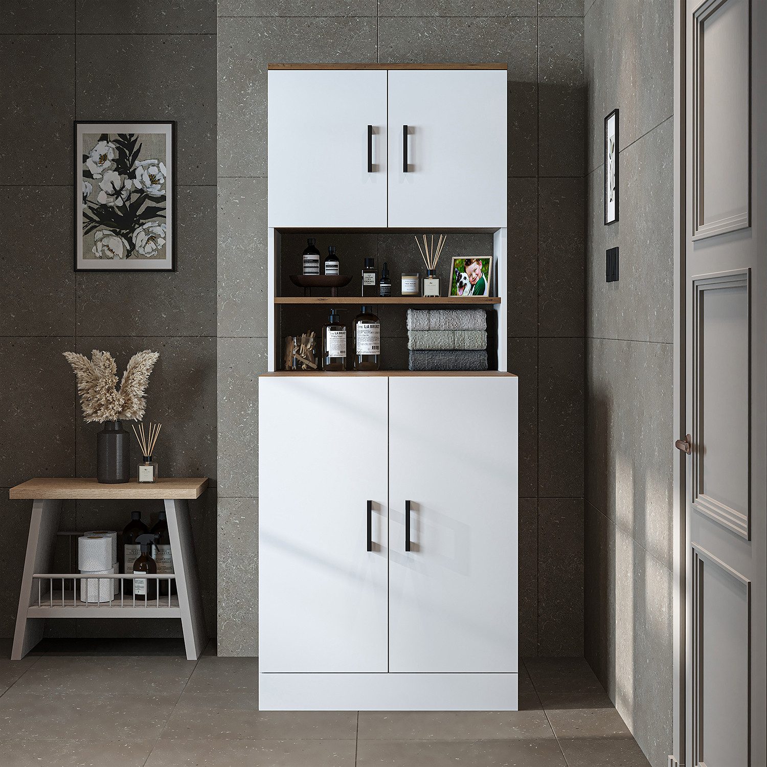 Roomart Waschmaschinenumbauschrank ATRIA Waschmaschinenschrank 70 cm, 180 cm hoch, Hauswirtschaftsraum (Waschmaschinenschrank Trocknerschrank) Geräteöffnung 88x – Bild 4 von 5