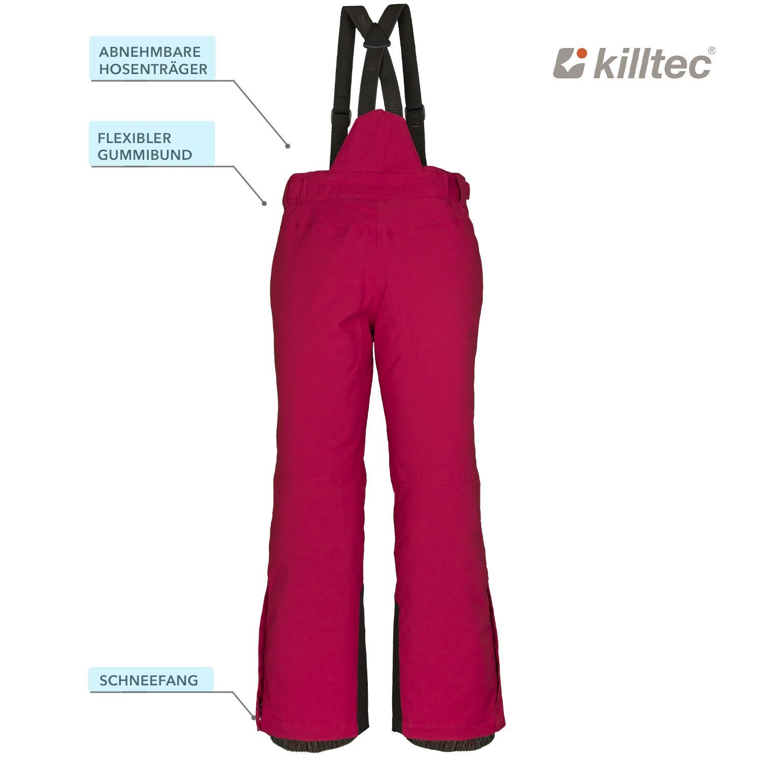 Killtec Skianzug Mädchen Skijacke bordeaux rosa + Skihose weinrot, geschweißte Nähte