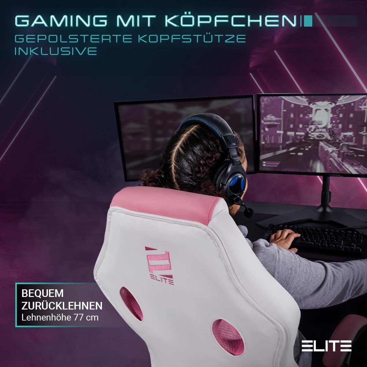 Gamingstuhl Racing mit Grad Belastbarkeit inkl. Memory-Schaum, hochwertige 150 Office ELITE horizontal Schwarz Computer verstellbare Zockerstuhl Wippmechanik, Exodus Chair, St), 1 (Drehstuhl Sicherheits-Doppelrollen, Hohe Sitzhöhe, / Sitzfläche 360 Stuhl Weiß Drehsessel, Gaming Bürostuhl Sicherheitsgasdruckfeder, Gaming bis PVC drehbar, Pflegeleicht, Racingstuhl, Computerstuhl, Rückenlehne-Gaming verriegelbare Fußkreuz, mit kg, St), 5-Stern XXL Gaming-Stuhl hoher Stuhl-Home Armpolster, 1 mit Ergonomischer Chair, Verarbeitung, Racing-Design