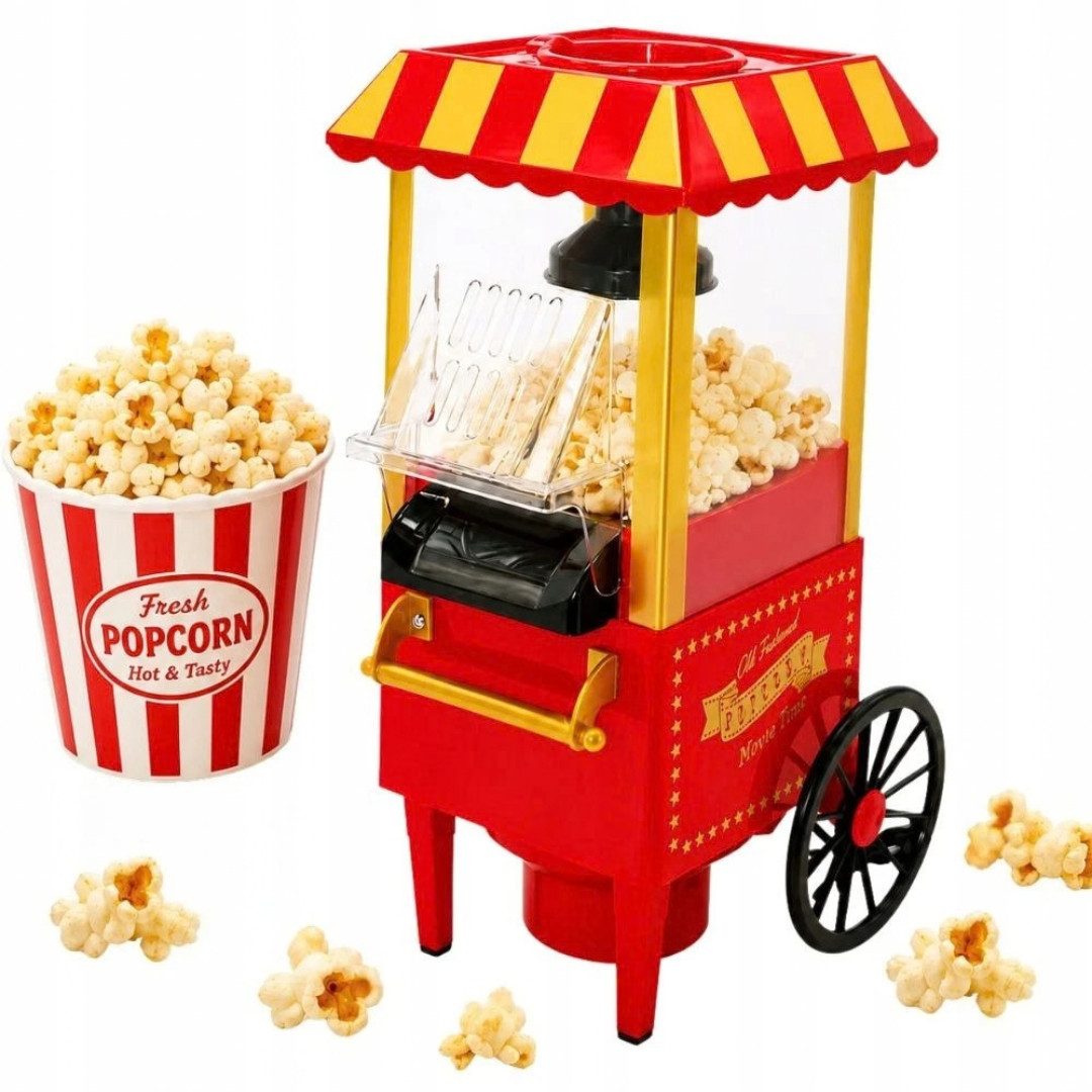 VERK GROUP Popcornmaschine Popcornmaschine 1200W Heißluft Popcorn Maker Retro Popcornautomat
