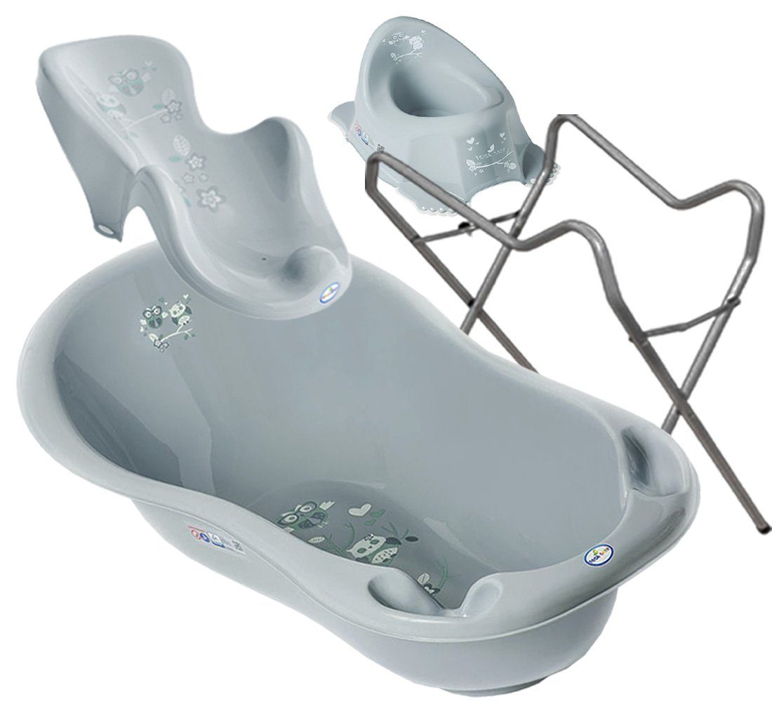 3 SET Premium.set TEILE Tega-Baby Grau Töpfchen, ** Wanne, 3 Baden, Grau – Teile in – Badesitz, EULE Babybadewanne ** Gestell + (Made Ständer), + Europe, – Ständer