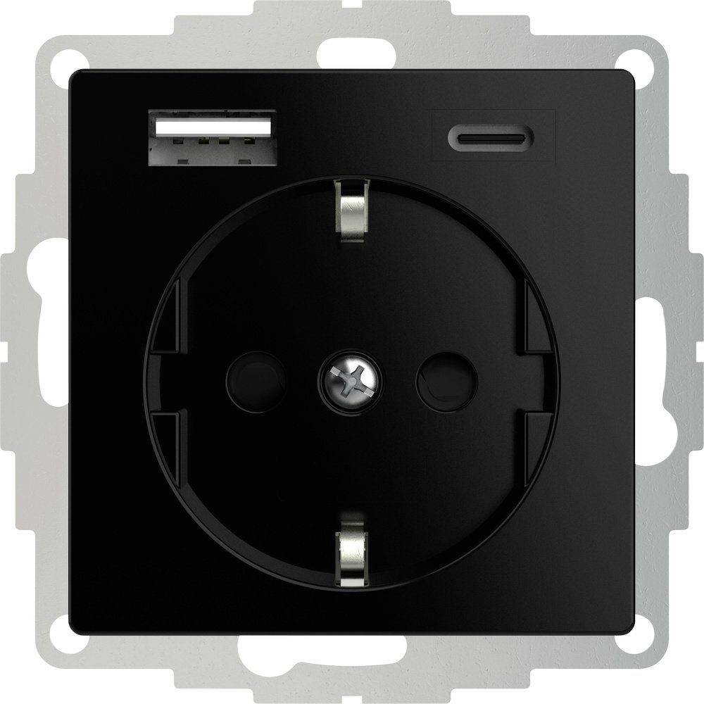 2USB Steckdose 2USB 2U-449559 Schutzkontakt-Steckdose mit USB-Ladeausgang, erhöhter