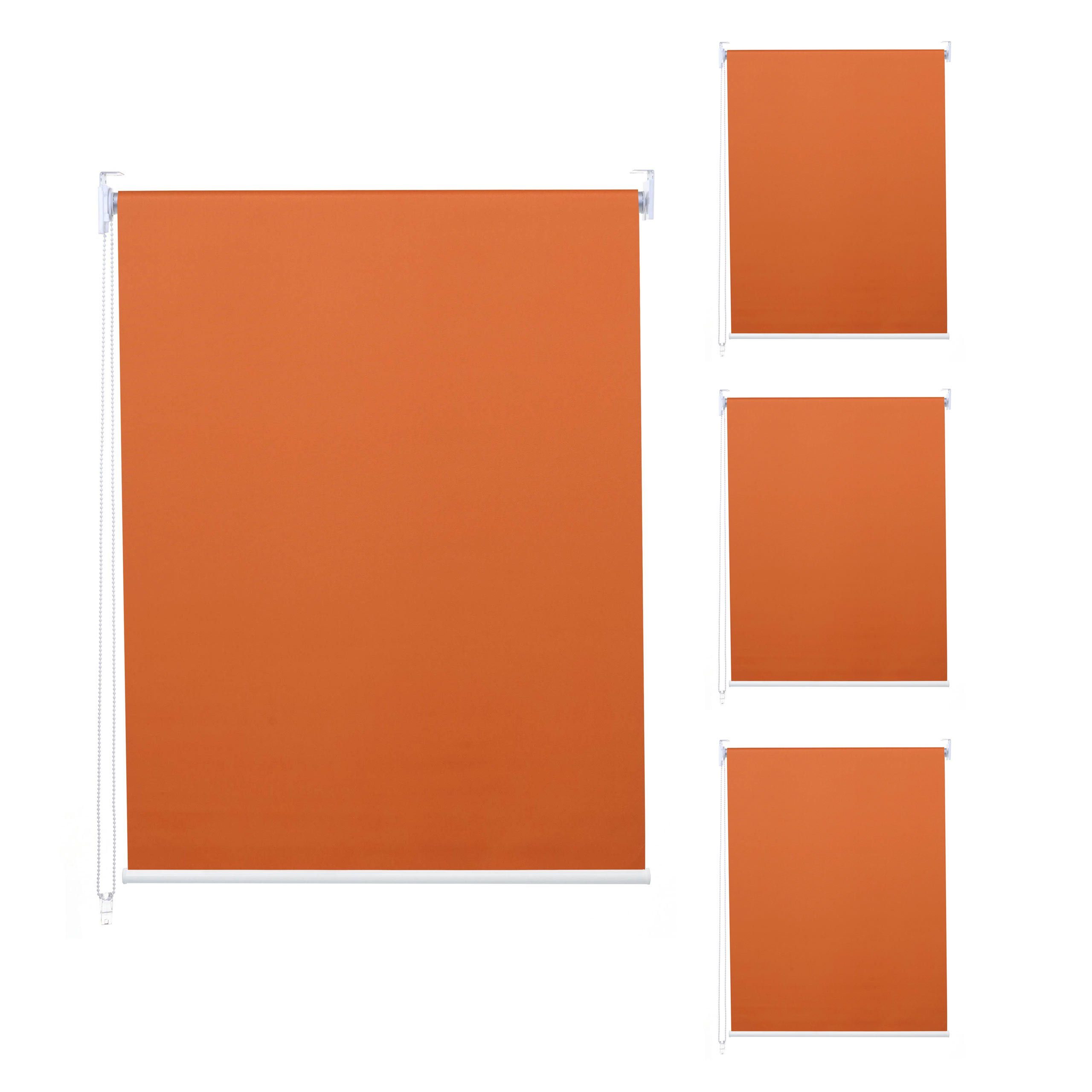 Seitenzugrollo MCW-D52-4er, MCW, abdunkelnd, verschraubt, Bohrmontage, blickdicht, Thermobarriere, Kettenzug, Sichtschutz orange