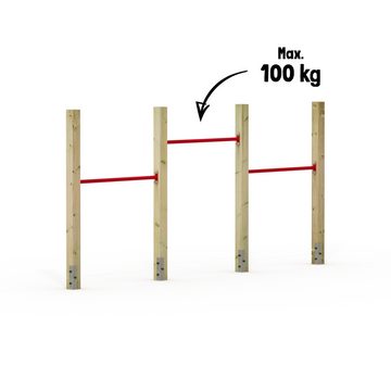 Wickey Turnreck FIT Tumble 403 - Dreier-Turnreck mit Reckstangen, (90 - 140 cm, - Komplettset), mitwachsend, extrem witterungsbeständig, 100 kg Belastbar