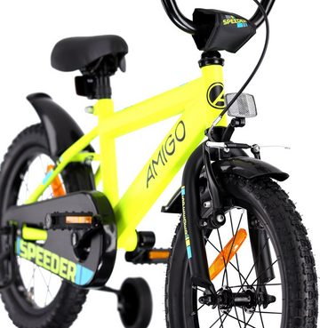 AMIGO Fahrräder Kinderfahrrad AMIGO Speeder 16 Zoll 27 cm Jungen Kinderfahrrad Rücktrittbremse Gelb
