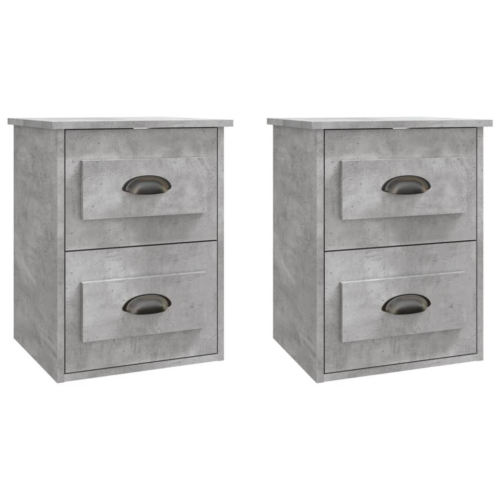 vidaXL Nachttisch Wand-Nachttische 2 Stk. Betongrau 41,5x36x53 cm (2-St)