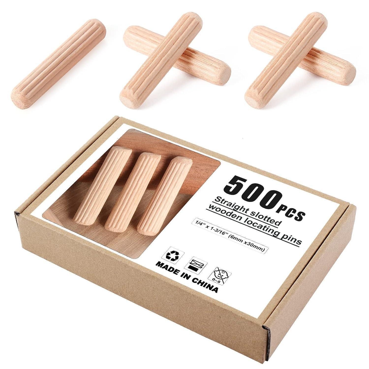 LuxusKollektion Dübel-Set Holzdübel Riffeldübel Buche Möbel Tischler DIY 500 Stück 6x30mm