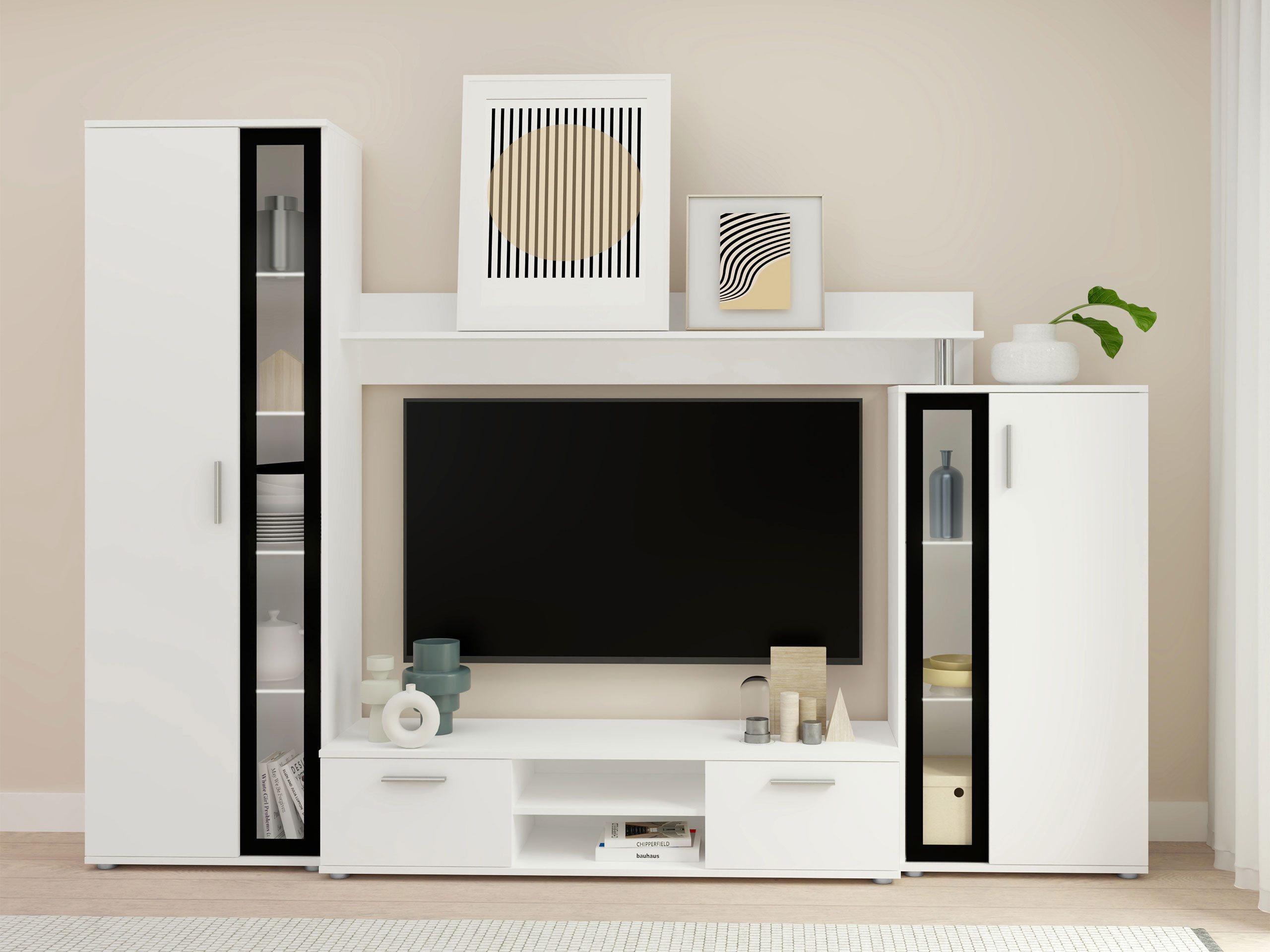 MIRJAN24 Wohnwand Bentley, (4er-Set, TV-Lowboard, Hochvitrine, Wandregal, V günstig online kaufen