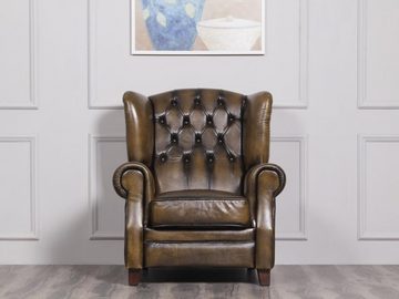 Salottini Chesterfield-Sessel Chesterfield Ohrensessel Wakefield Ledersessel, Federkern