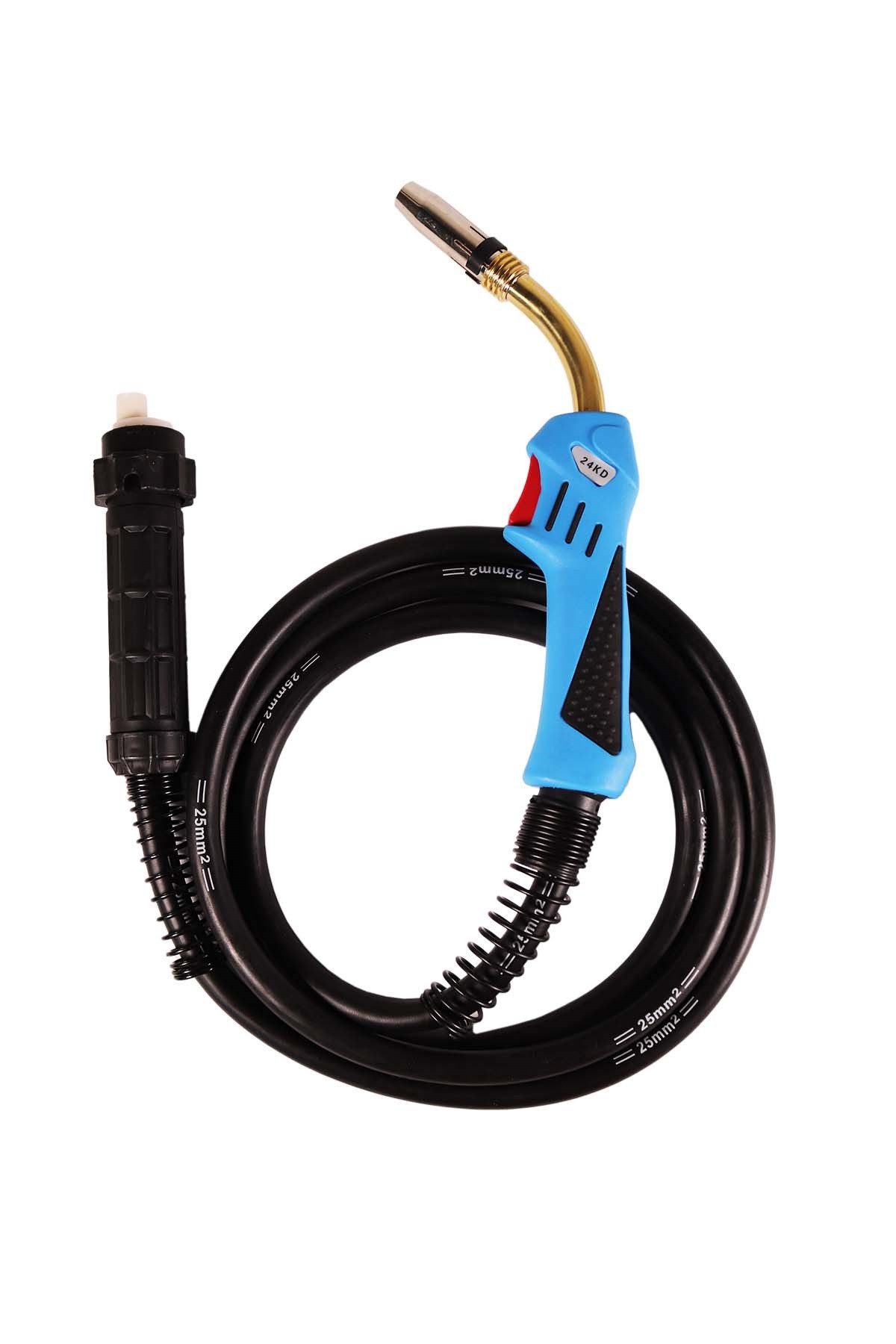 WELDINGER Elektrowerkzeug-Set MIG/MAG Schlauchpaket Brenner AK24 25 mm² Eurozentralanschluss 4m lang, ergonomischer Brennergeriff, Anschluss und Brennerhals aus Messing