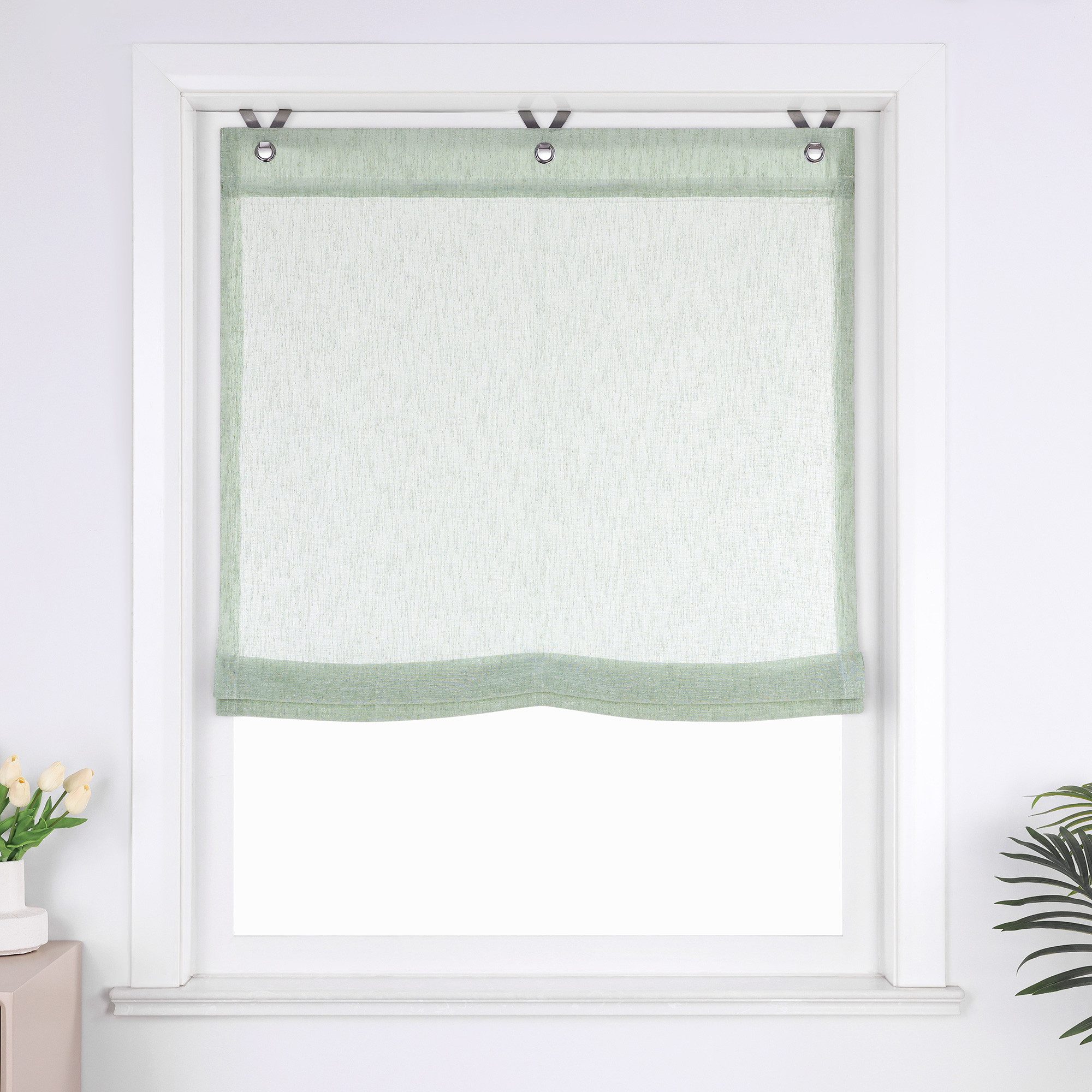 Joyswahl Gardine Maja (1 St), Schlaufen, halbtransparent, Mikrofaserqualität, Mit Satinband, Schal Fenster