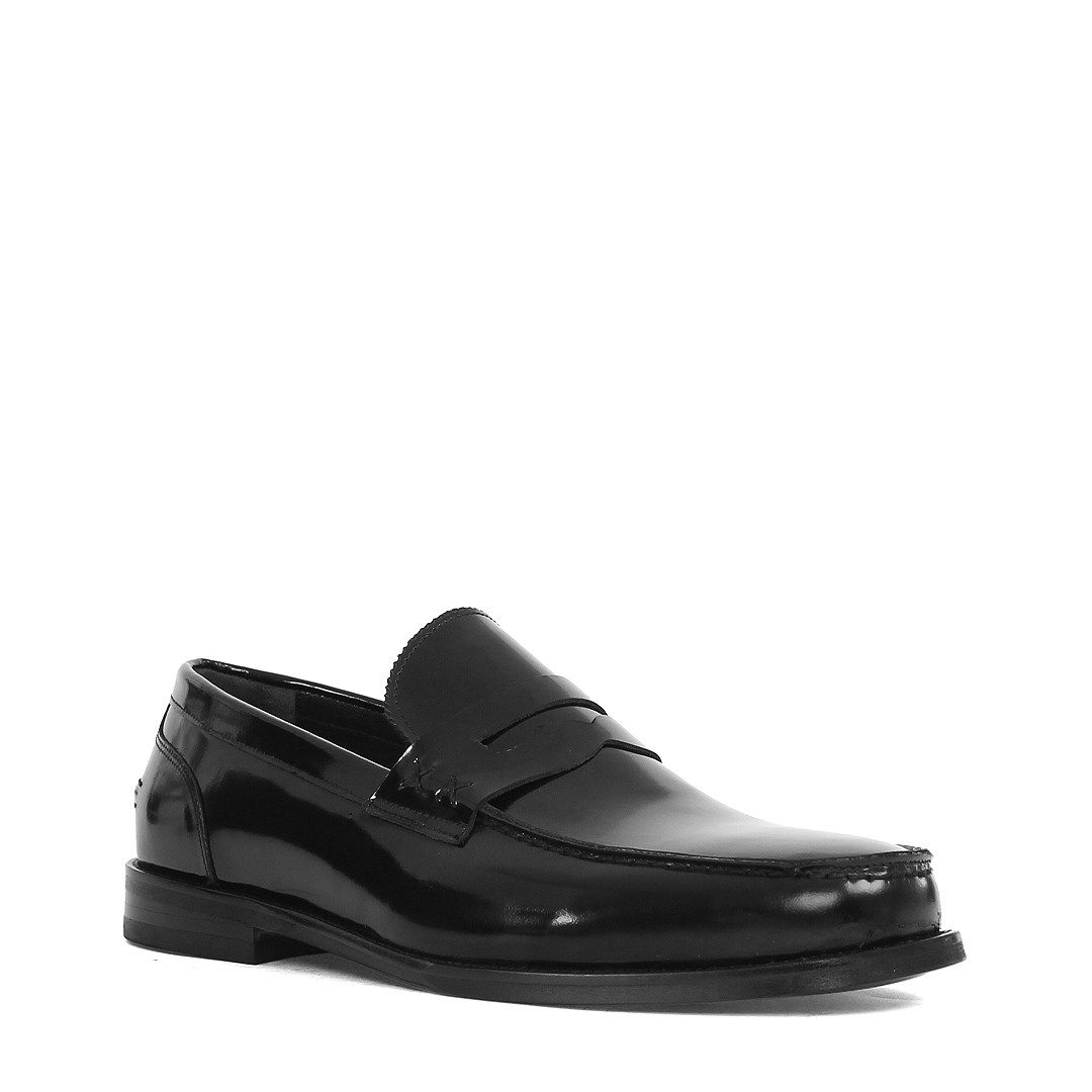 Celal Gültekin Business Penny Loafer Blockabsatz Hochglanz Herren Loafer Echtleder Hochglanz, Penny-Steg, Apron-Naht, Schwarz, 41