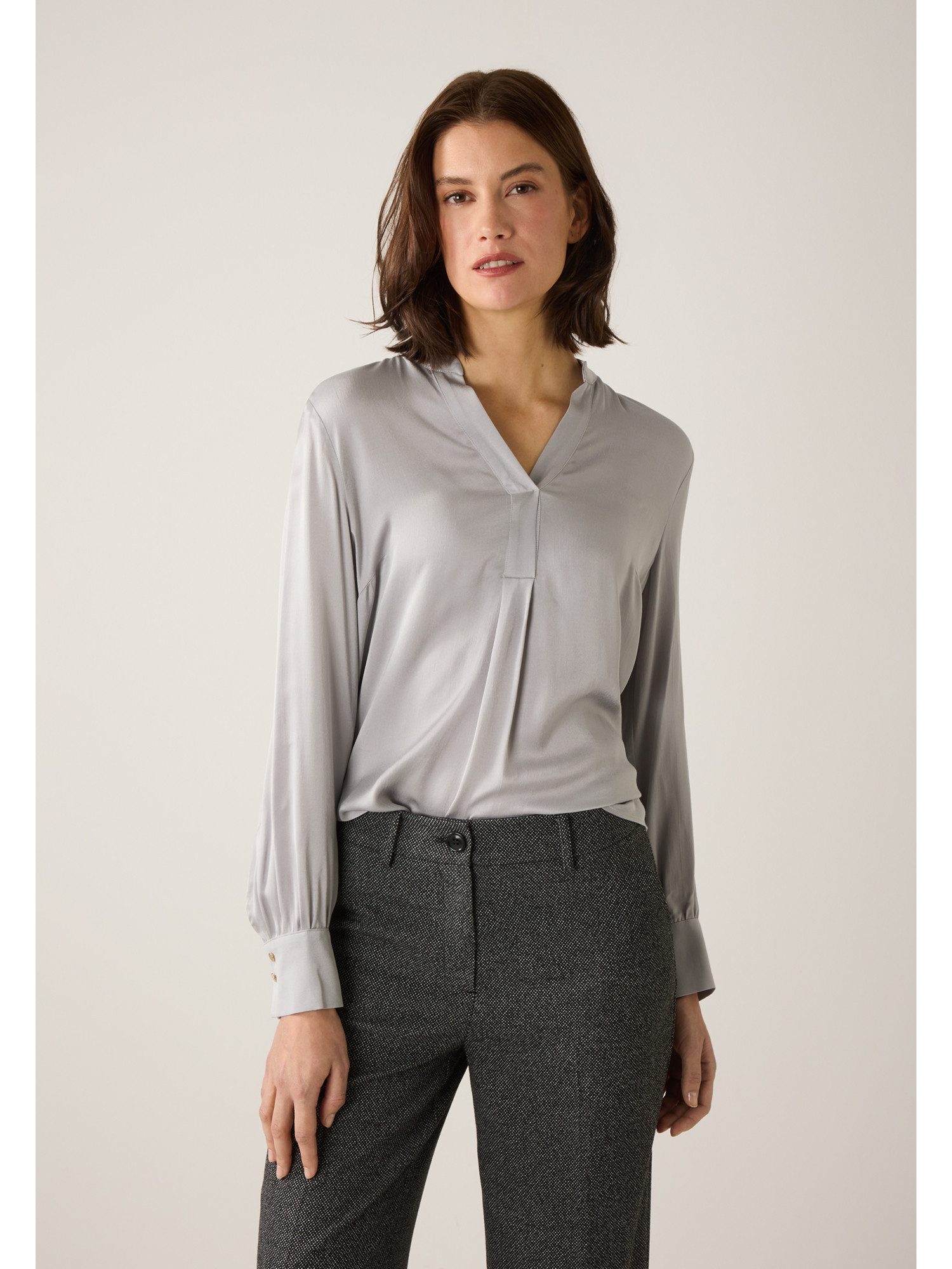 MORE&MORE Langarmbluse edle, glänzende Langarmbluse, Satin günstig online kaufen