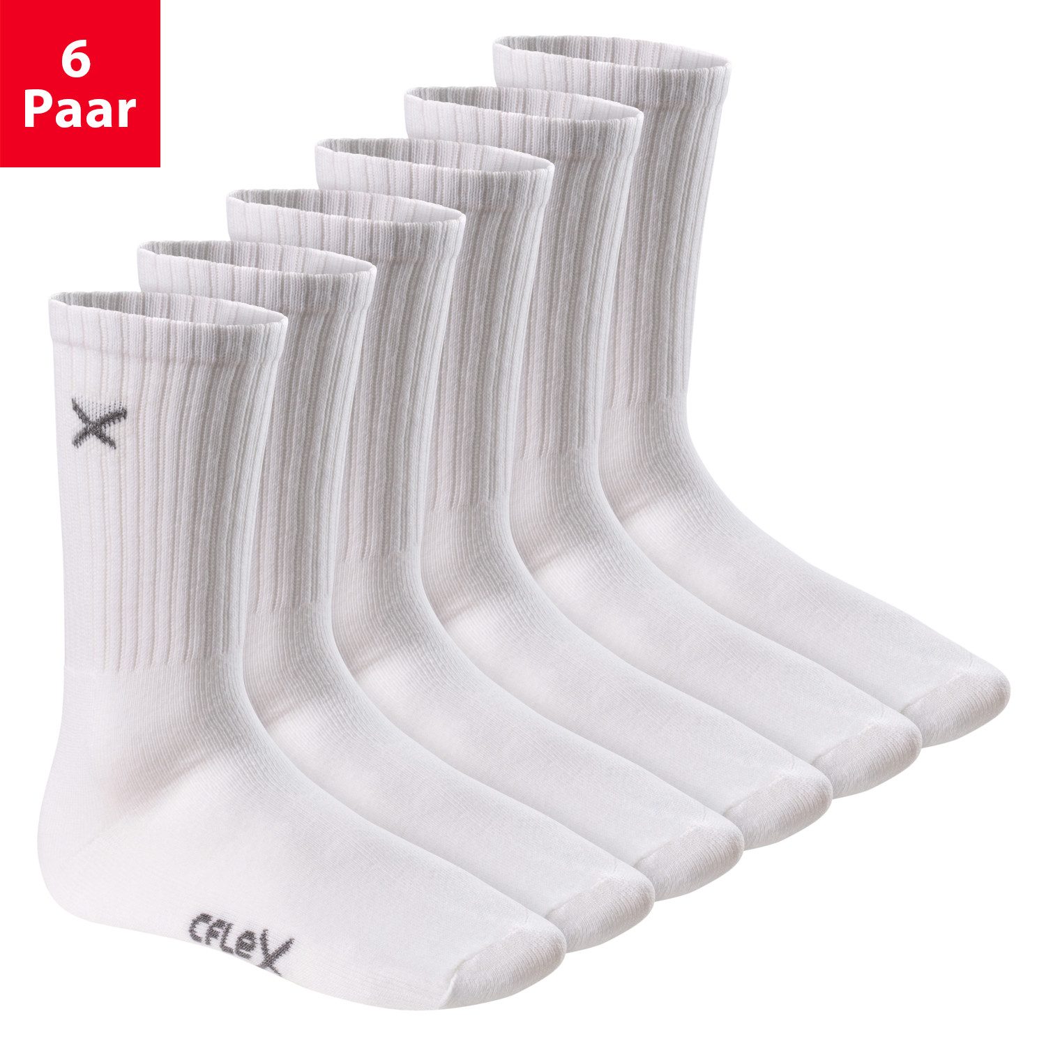 CFLEX Sportsocken Lifestyle Crew Socks (6 Paar) für Damen & Herren - Frotteesohle
