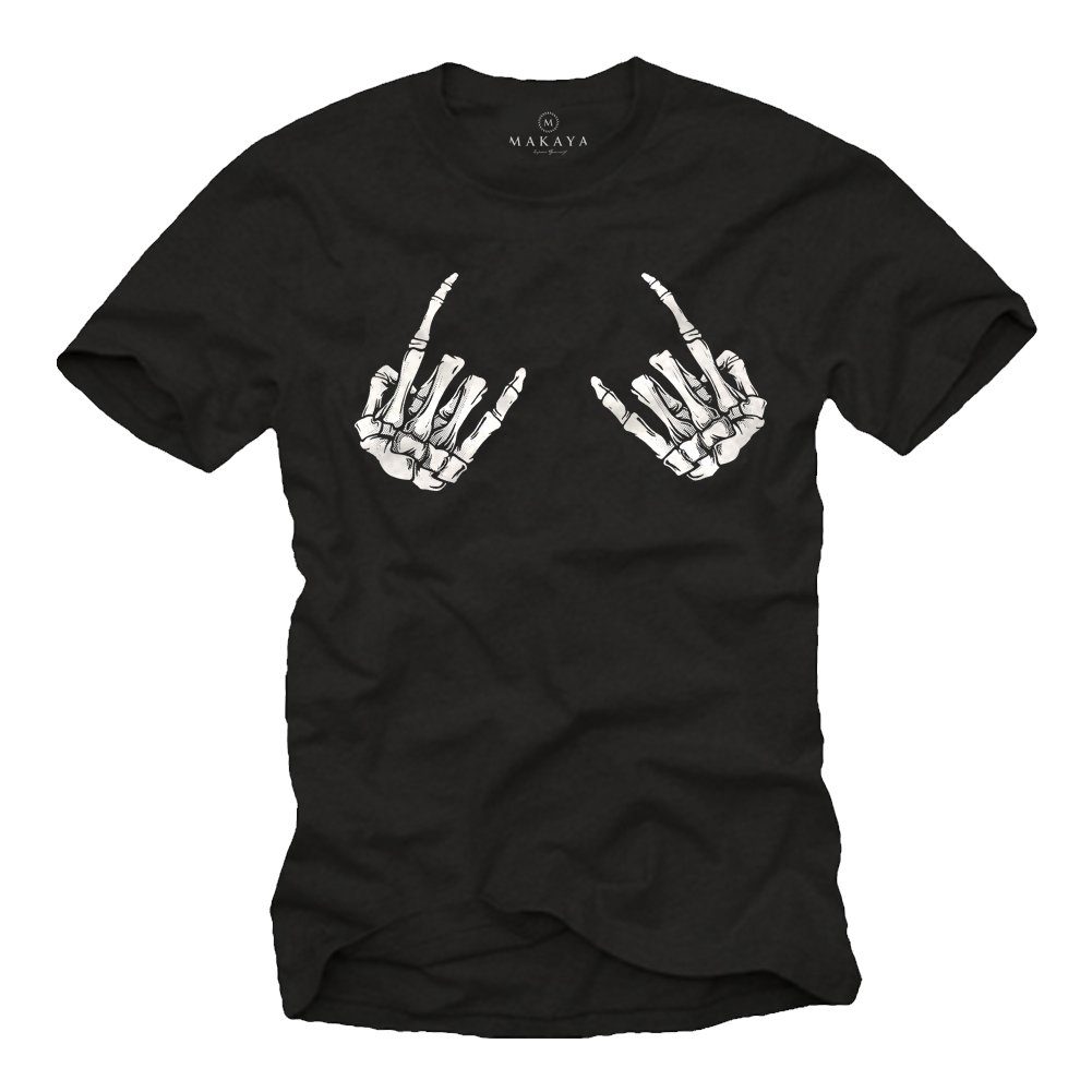 MAKAYA Print-Shirt Herren Skull Hard Rock günstig online kaufen