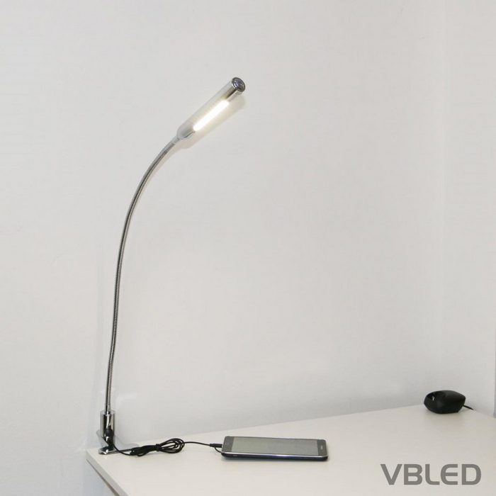 VBLED LED Schreibtischlampe LED fest integriert neutralweiß LED Schwanenhalslampe / USB