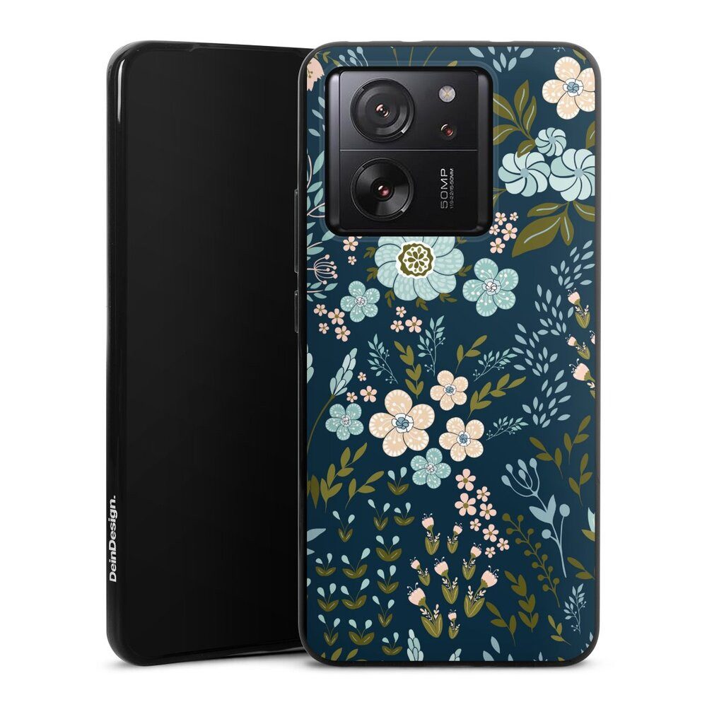 DeinDesign Handyhülle Blumen Muster Blau Floral Autumn 4, Xiaomi 13T Pro Silikon Hülle Bumper Case Handy Schutzhülle