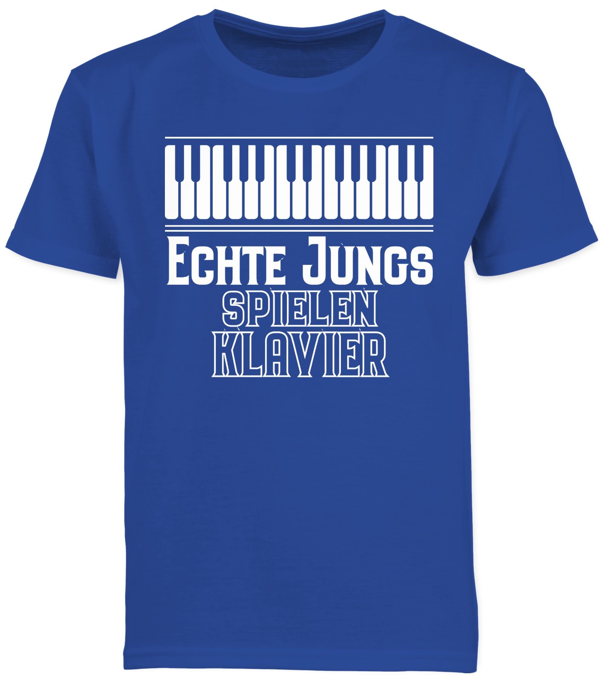 Shirtracer T-Shirt Klavier Jungs Royalblau Sprüche 3 spielen Echte Kinder Statement