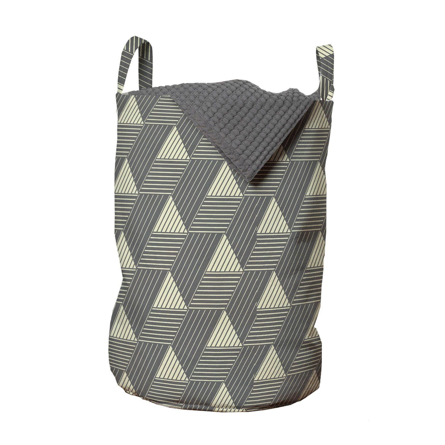 Abakuhaus Wäschesäckchen Wäschekorb Triangles Waschsalons, grau Griffen mit für Abstrakt Kordelzugverschluss Geometric