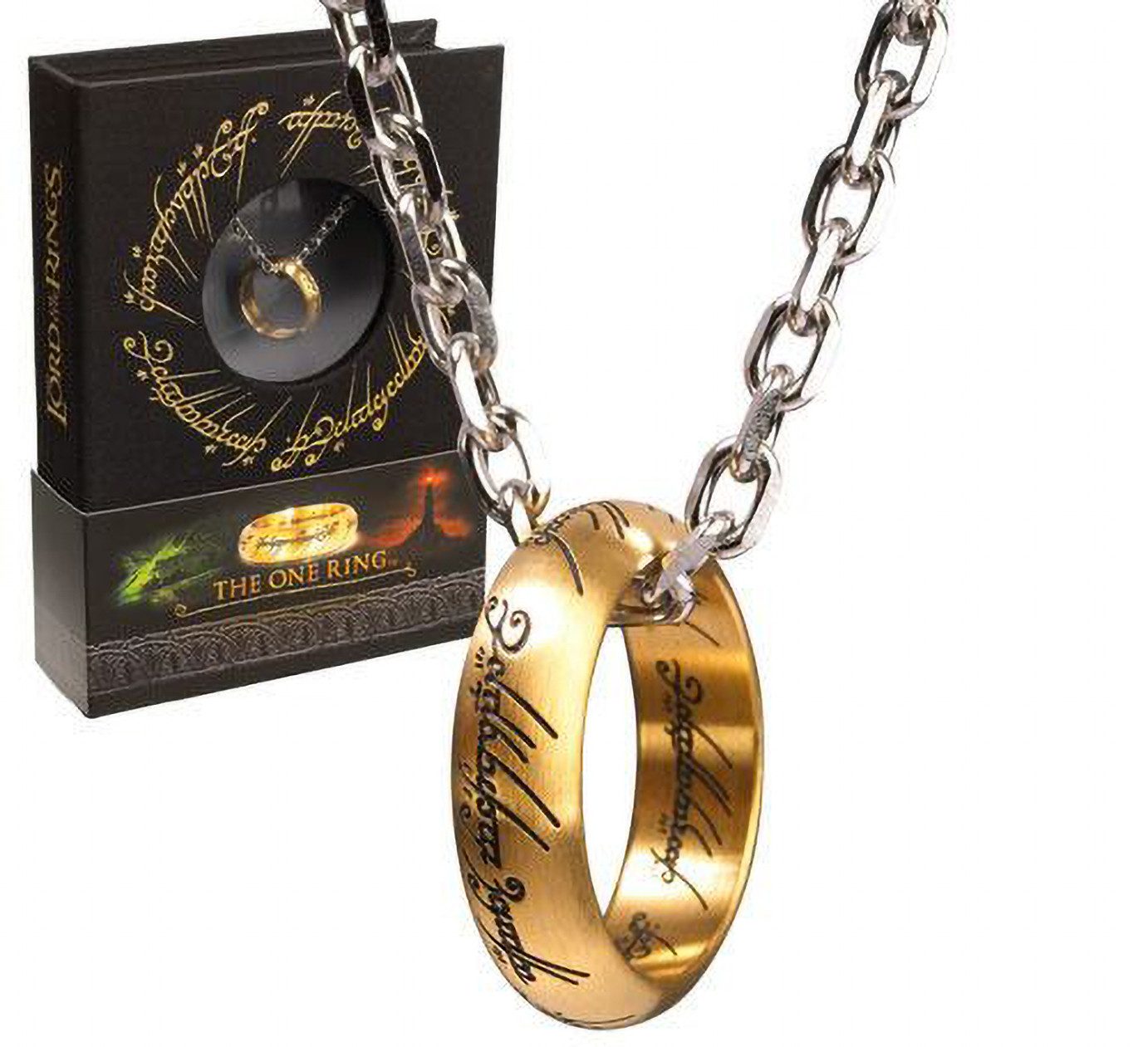 Noble Collection Kette mit Anhänger Herr der Ringe Edelstahl-Kette Der Eine Ring (1-tlg), Offiziell lizenzierter Herr der Ringe Schmuck