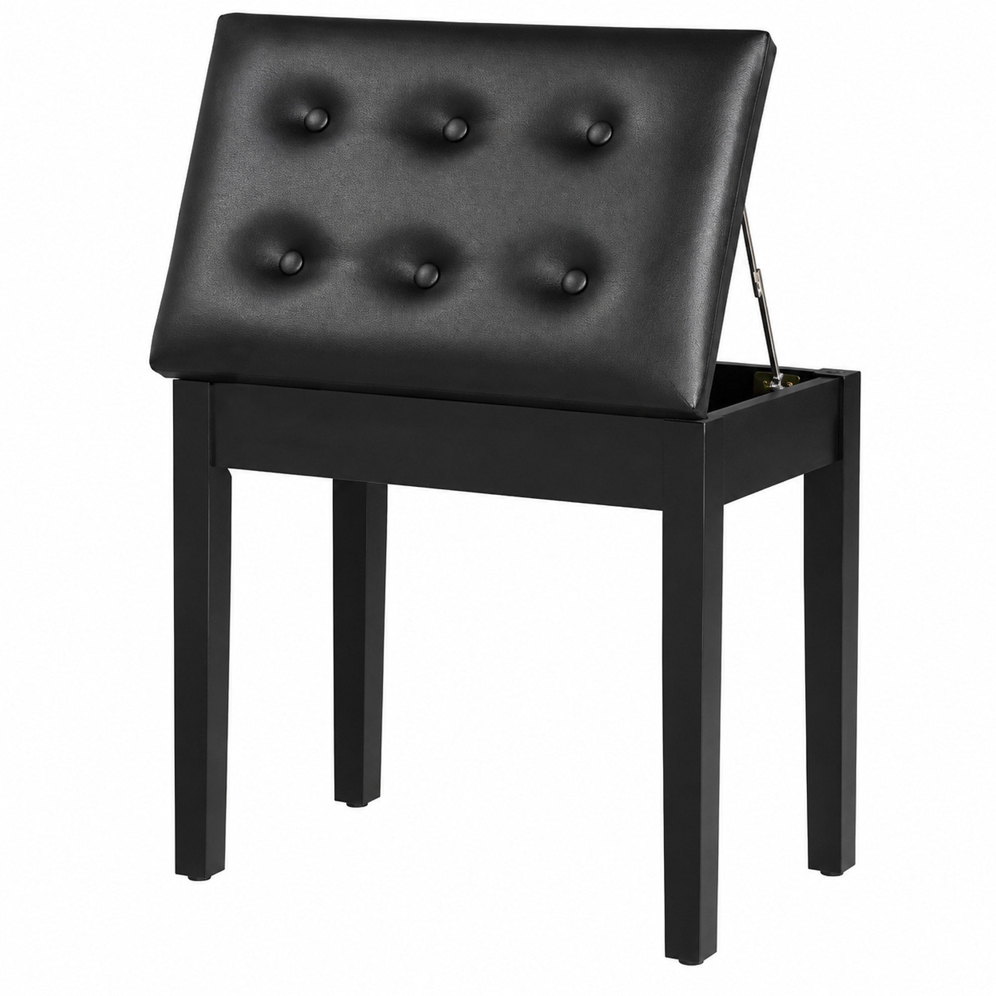 HOMCOM Klavierbank Klavierhocker mit Stauraum, Holzbeine Pianobank (Pianobank, 1-St., Klavierhocker), Kunstleder, Schwarz, 55 x 34 x 50 cm – Bild 2 von 5