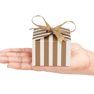 Belle Vous Geschenkbox Karton Geschenkbox Weiß & Gold - 6,5 x 6,5 x 4,5 cm