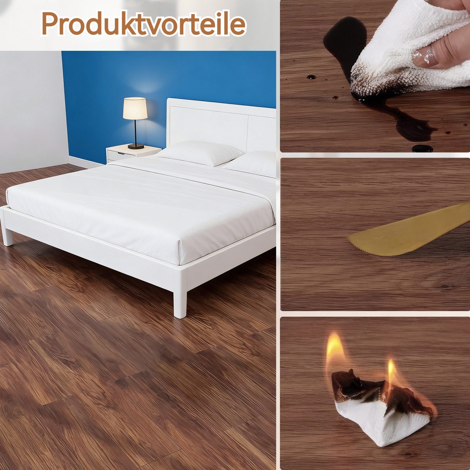 BlingBin Vinylboden Klebevinyl in Holzoptik, selbstklebender Vinylboden, 36 Dielen für 5m², Verschleißfest, Wasserabweisend, PVC, 1er Set, 36tlg, 91,4 x 15,24 cm, 2 mm, Vinyl Bodenbelag, einfache Verlegung