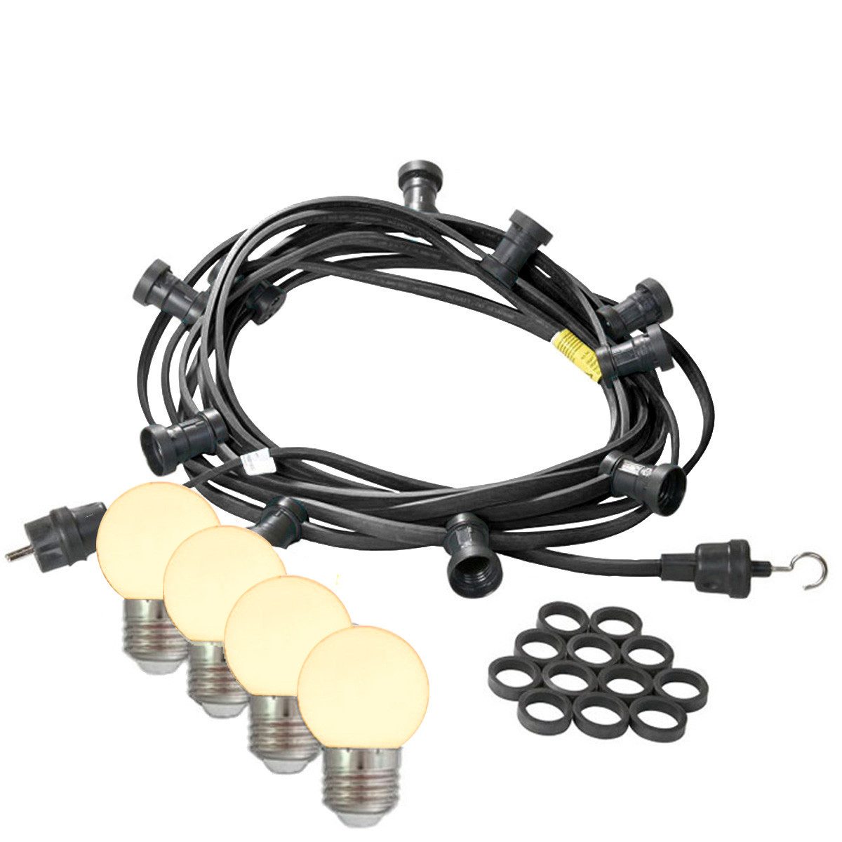 SPICELITE LED-Lichterkette Illu- Party Garten Außenlichterkette 10m 20xE27 Kugellampen warmweiß, 20-flammig