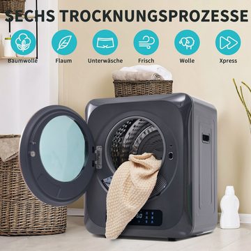 Merax Ablufttrockner mit UV-Sterilisation und LED-Display, mini-Wäschetrockner freistehend/hängend, 2.5 kg, Belüfteter Wäschetrockner mit Timer und 6 Programme