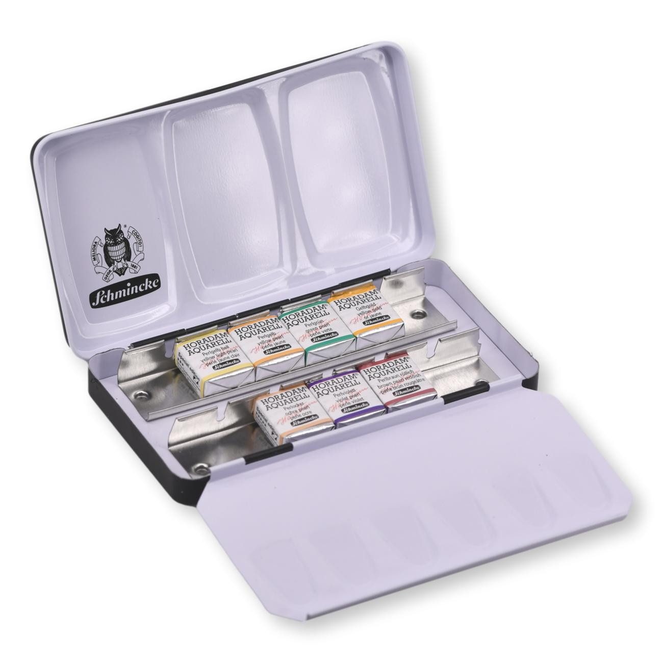 Schmincke Aquarellfarbe HORADAM® Farbkasten mit limitierten Perlfarben, 1/2 Näpfchen