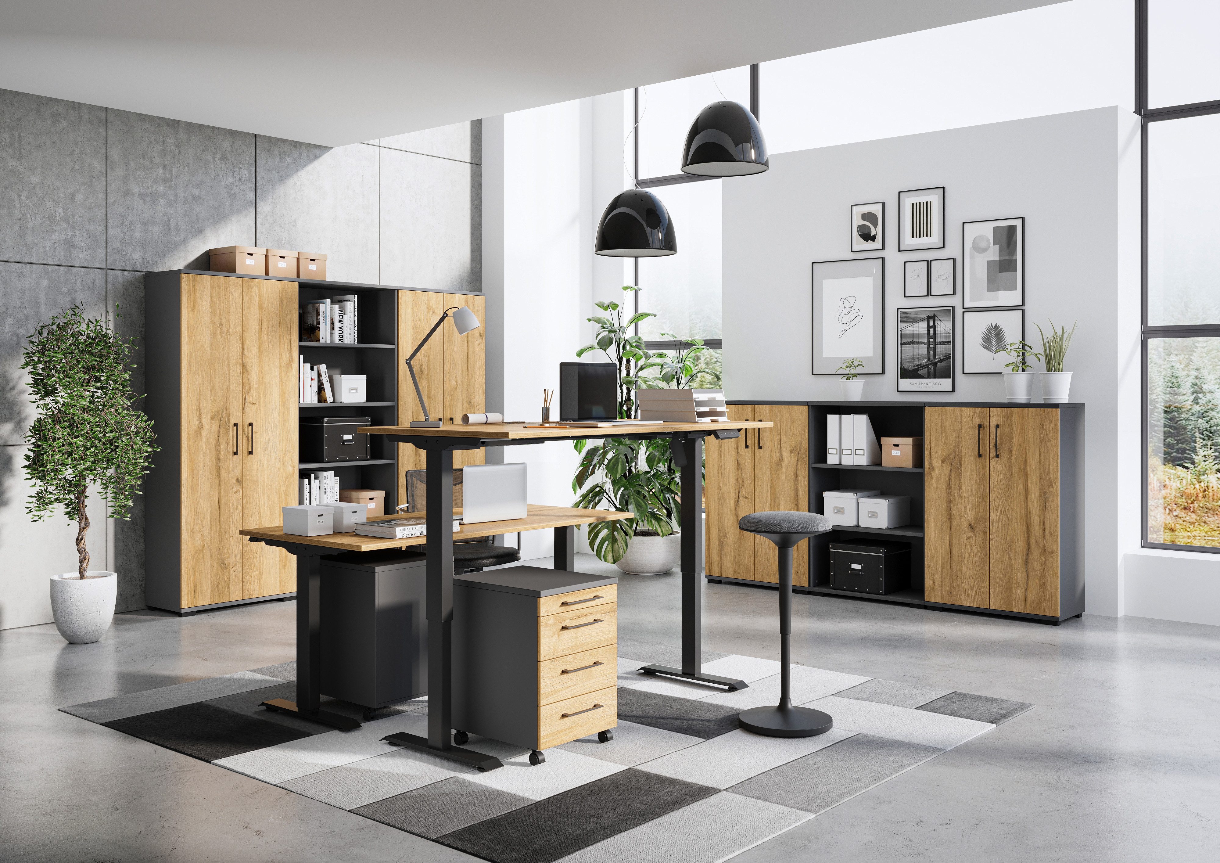 GERMANIA Büromöbel-Set Profi 3.0, Büromöbel-Set bestehend aus Schreibtisch und Rollcontainer