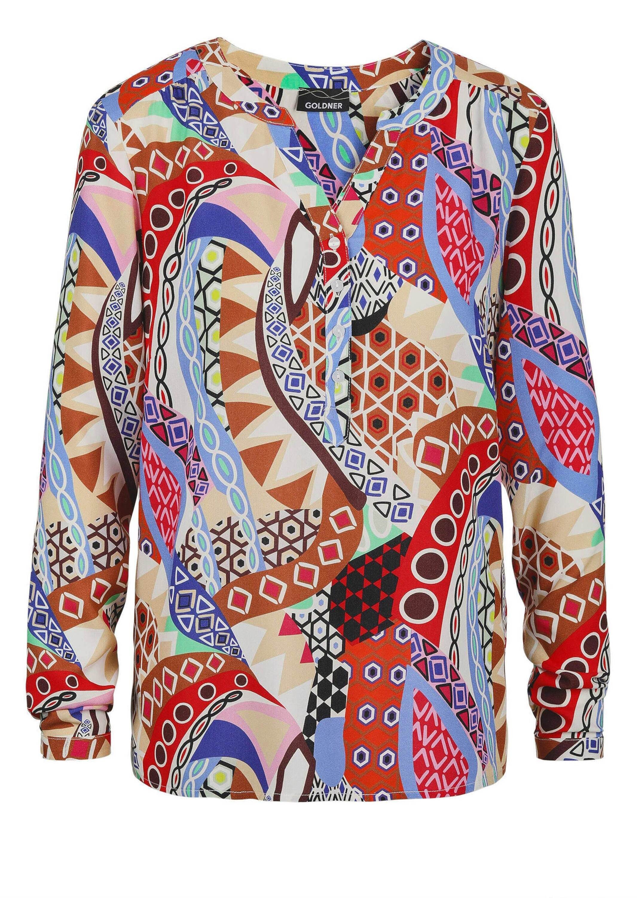 Schlupfbluse Florale Druckbluse mit V-Ausschnitt