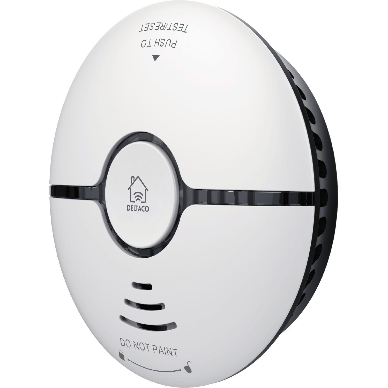 DELTACO Ton-/Licht-Alarm Gefahrenfall SMART App-Steuerung 30m², WLAN im App-Benachrichtigung SH-WS03 Rauchmelder Bewegungsmelder HOME