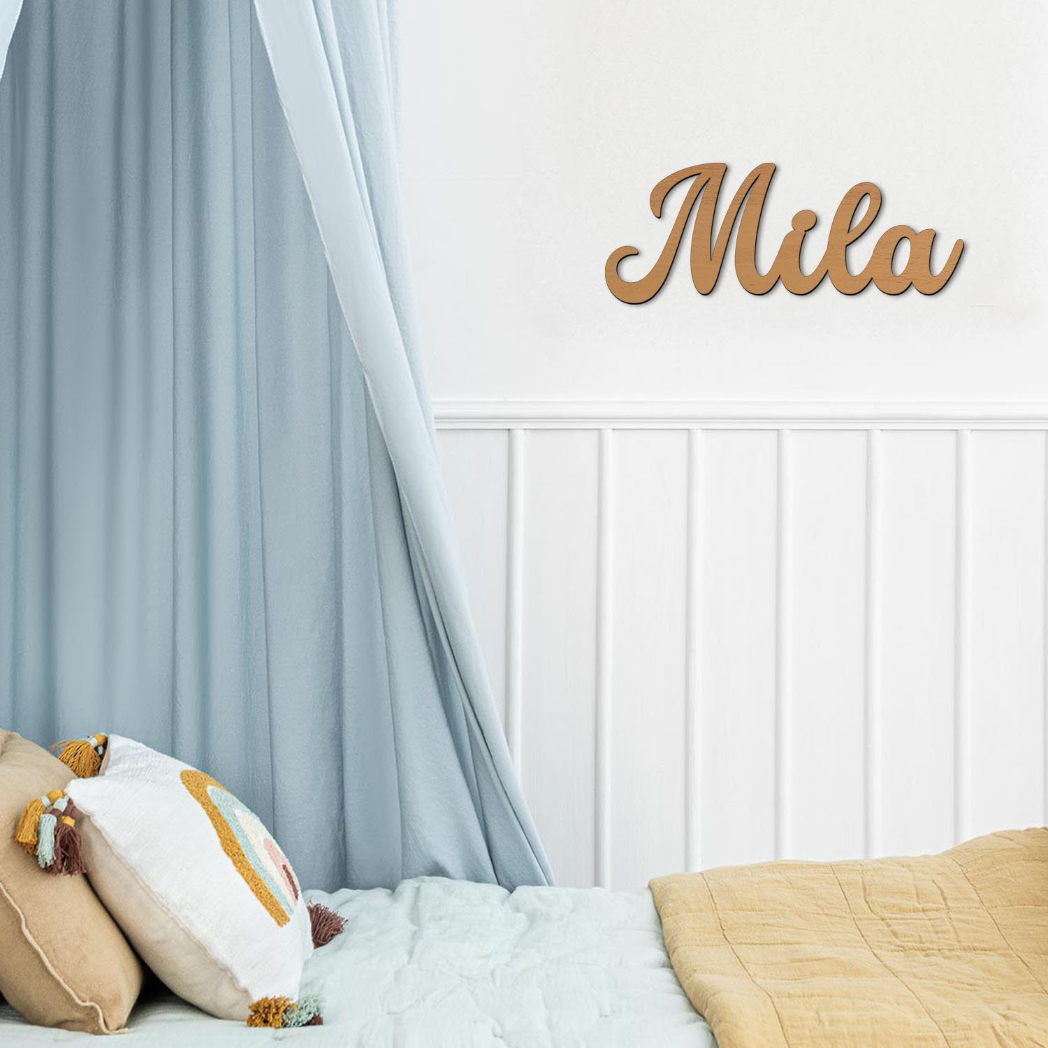 Namofactur Wanddekoobjekt Name Mila Holz Schild Buchstaben Namensschild I MDF Holz – Bild 4 von 5