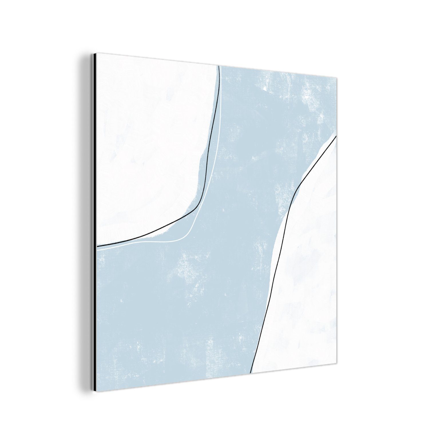 MuchoWow Metallbild Blau - Minimalismus - Abstrakt, (1 St), Alu-Dibond-Druck, Gemälde aus Metall, Aluminium deko