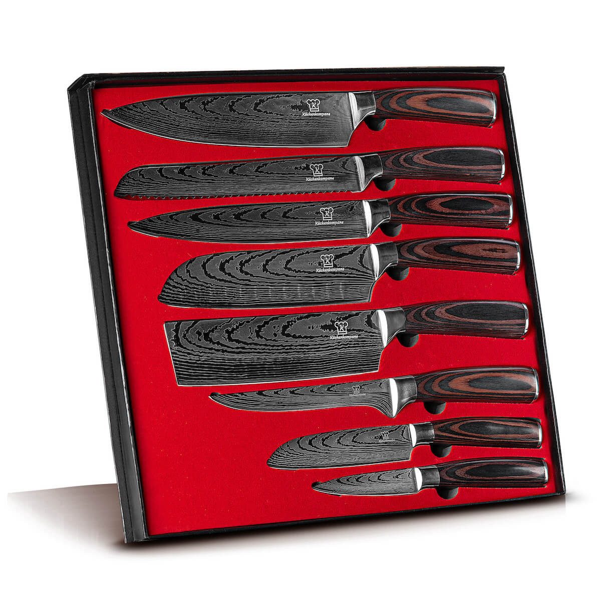 Küchenkompane Messer-Set Küchenmesser Set 8-teilig – Asiatisches Edelstahl Messerset (8-tlg)