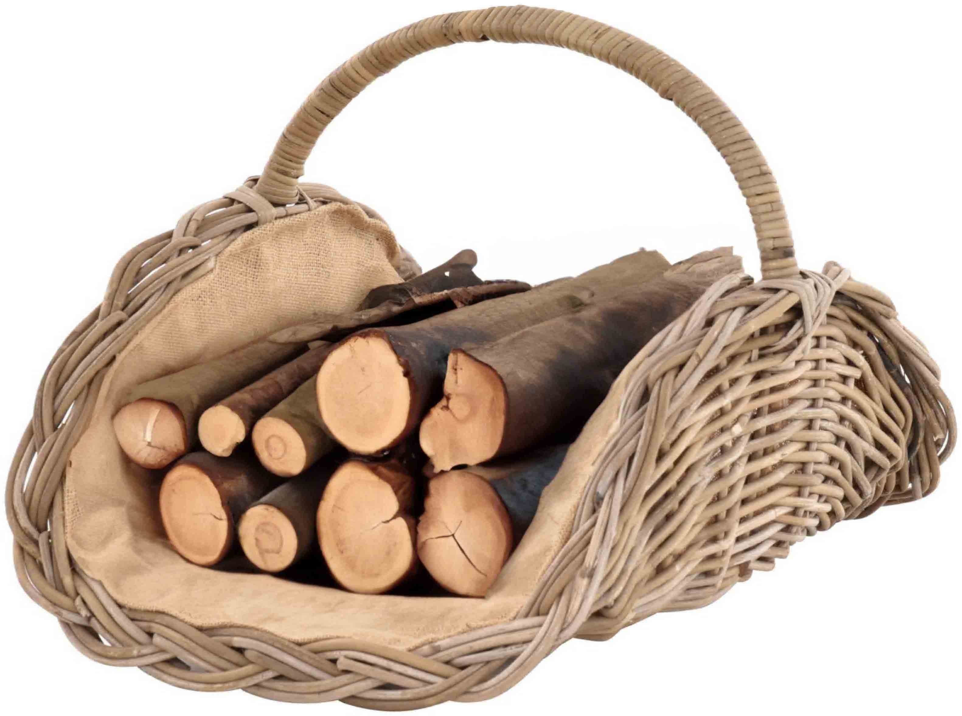 Krines Home Kaminholzkorb Holzkorb Woody aus Kubu-Rattan Naturrohr Kaminkor günstig online kaufen