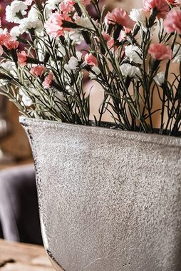 MichaelNoll Dekovase Vase Blumenvase Gefäß Pokalvase Dekovase Aluminium Silber, Deko Modern aus Metall, Wohnzimmer und Küche, 42 cm